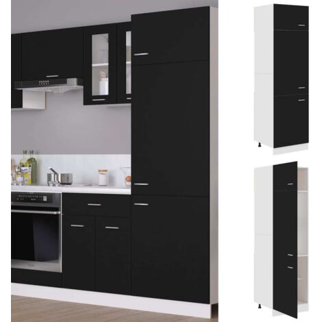 Armario frigorífico "Lyon" negro 60x57x207 cm de madera de ingeniería vidaXL