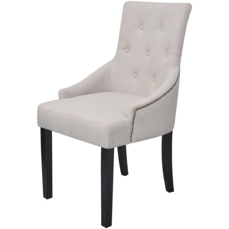 Sillas de comedor 2 unidades tela gris crema vidaXL