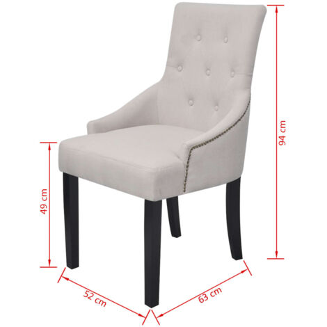 Sillas de comedor 2 unidades tela gris crema vidaXL