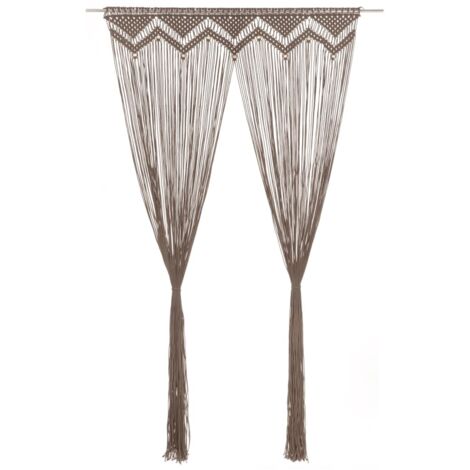 Cortina de macramé algodón gris taupé 140x240 cm vidaXL