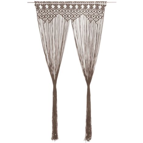 Cortina de macramé algodón gris taupé 140x240 cm vidaXL