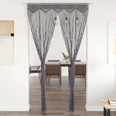 Cortina de macramé algodón gris antracita 140x240 cm vidaXL