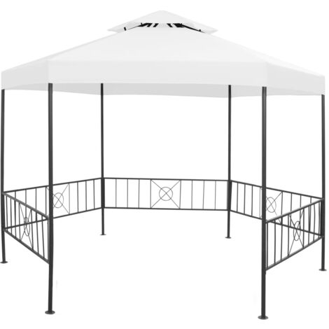 Gazebo de jardín 323x275x265 cm 180 g/m² blanco (1/5)