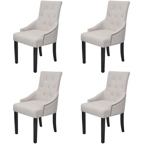 Sillas de comedor 4 unidades tela gris crema vidaXL (1/5)