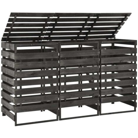 Cobertizo triple cubos basura madera pino pintada 210x75x121cm vidaXL