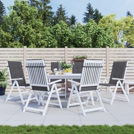 Cojín silla de jardín respaldo alto 6 uds tela gris 120x50x3 cm vidaXL (1/5)