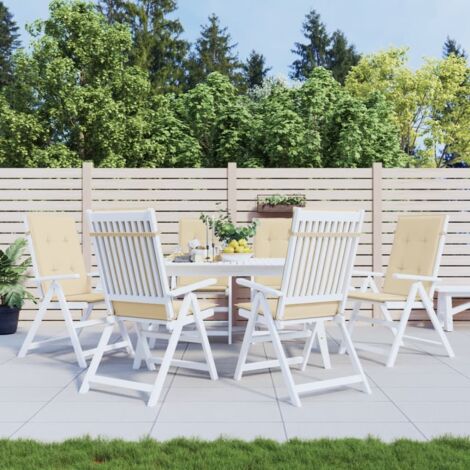 Cojín silla de jardín respaldo alto 6 uds tela beige 120x50x3cm vidaXL