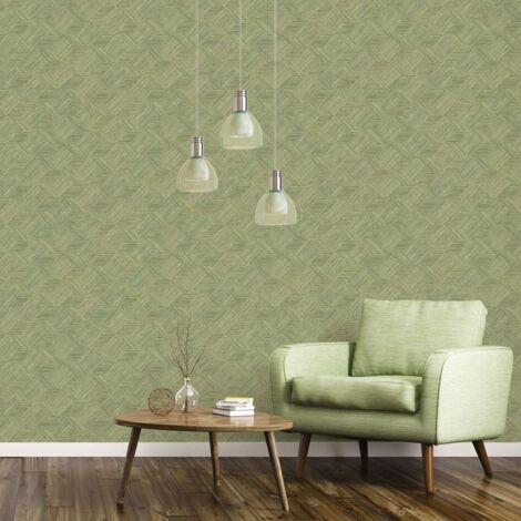 Papel de pared Evergreen Wicker Natural verde Noordwand