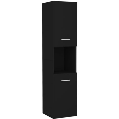 Armario de baño madera contrachapada negro 30x30x130 cm vidaXL