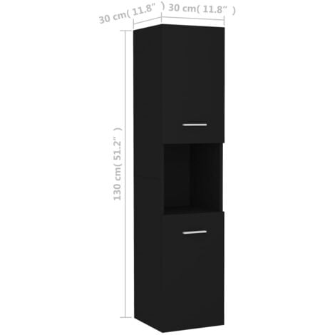 Armario de baño madera contrachapada negro 30x30x130 cm vidaXL