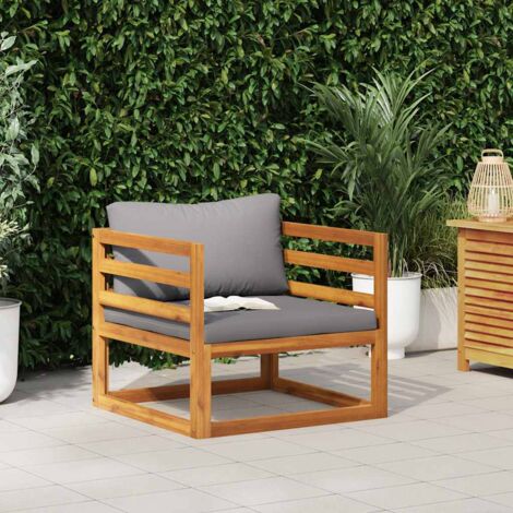 Silla de jardín con cojines gris oscuro madera maciza acacia vidaXL