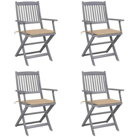 Sillas de jardín plegables 4 uds cojines madera maciza acacia vidaXL