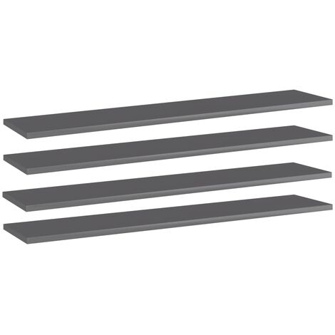 Estante estantería 4 uds contrachapada gris brillo 100x20x1,5cm vidaXL