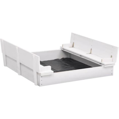 Arenero infantil de madera de abeto blanco 95x90x15 cm vidaXL