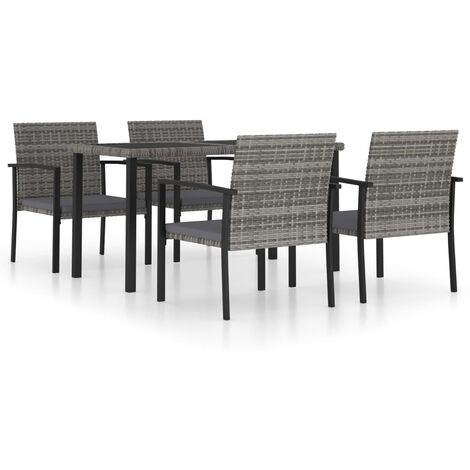 Juego de comedor para jardín 5 piezas ratán sintético gris vidaXL