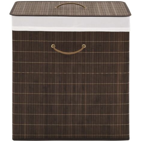 Cesto de la ropa de bambú rectangular marrón oscuro vidaXL