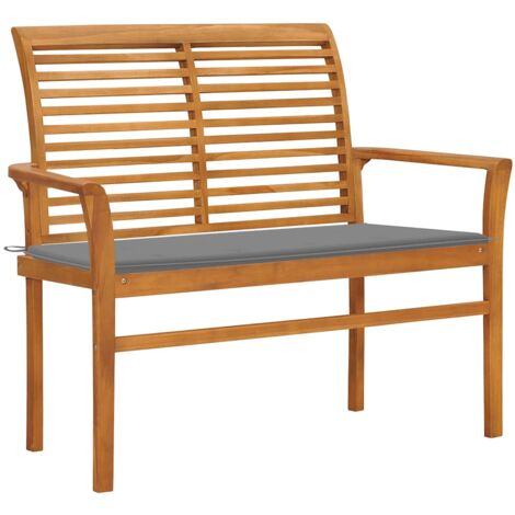 Banco de jardín madera maciza de teca con cojín gris 112 cm vidaXL