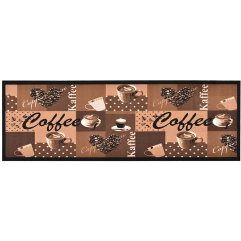 Alfombra de cocina lavable Coffee marrón 45x150 cm vidaXL