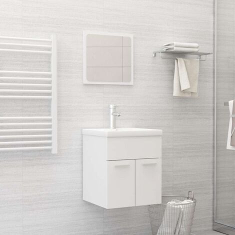 Conjunto de muebles de baño 2 pzas madera contrachapada blanco vidaXL