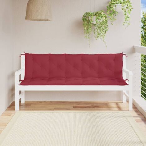 Cojín de banco de jardín tela Oxford rojo tinto 180x(50+50)x7cm vidaXL
