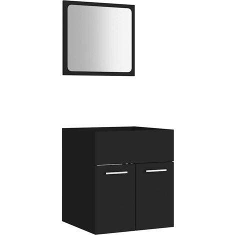 Conjunto de muebles de baño 2 pzas madera contrachapada negro vidaXL