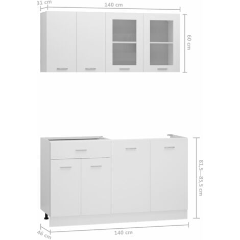 Juego de muebles de cocina 4 piezas madera de ingeniería blanco vidaXL
