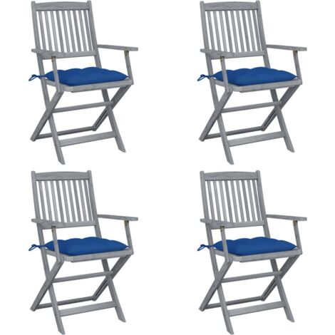 Sillas al aire libre plegables con cojín 4 PCS Acacia Massive - 209511