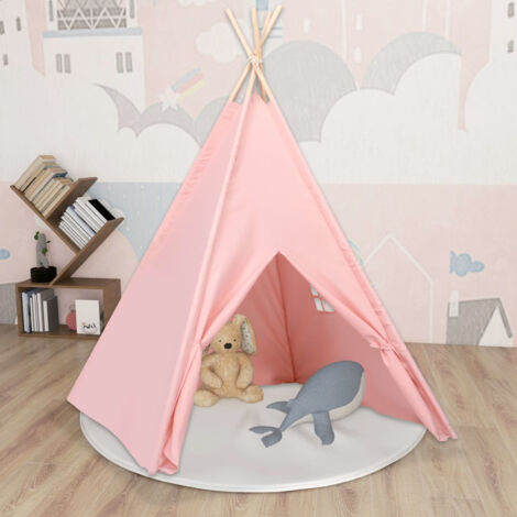 Tienda tipi niños y bolsa piel de melocotón rosa 120x120x150cm vidaXL