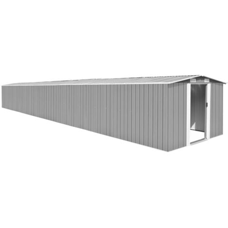 Cobertizo de jardín acero galvanizado gris 257x990x181 cm vidaXL