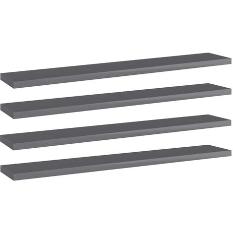 Estante estantería 4 uds contrachapada gris brillo 60x10x1,5 cm vidaXL