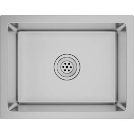 main image of "vidaXL Fregadero de cocina hecho a mano acero inoxidable - Plateado"