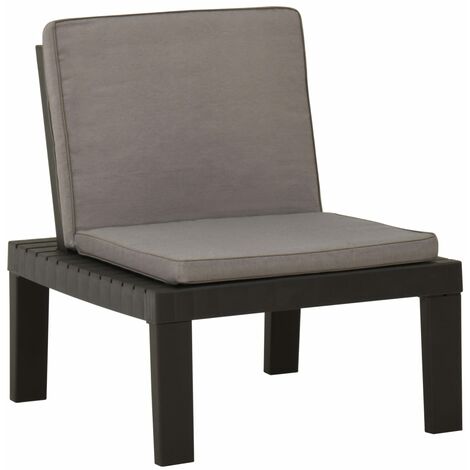 Silla de jardín con cojín plástico gris vidaXL