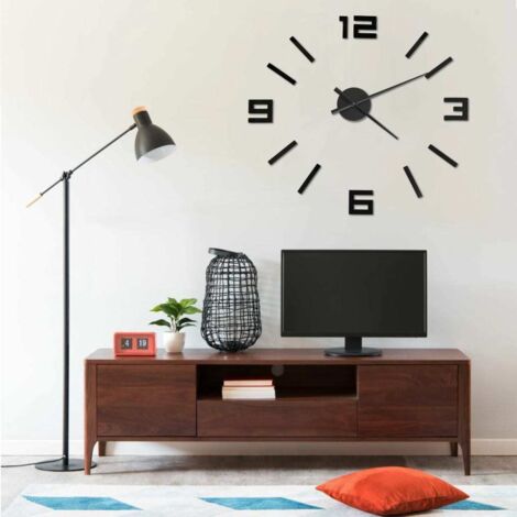 Reloj 3D de pared con diseño moderno negro 100 cm XXL vidaXL