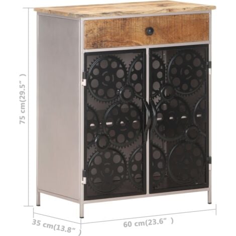 Aparador de madera de mango rugosa y hierro 60x35x75 cm vidaXL