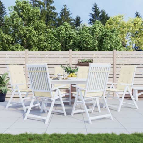 Cojín silla de jardín respaldo alto 6 uds tela crema 120x50x3cm vidaXL