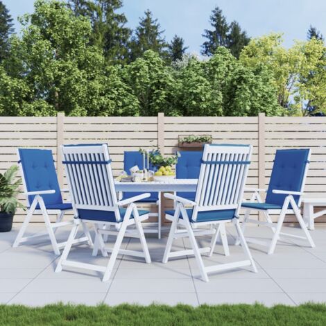 Cojín silla de jardín respaldo alto 6 uds tela azul 120x50x3 cm vidaXL