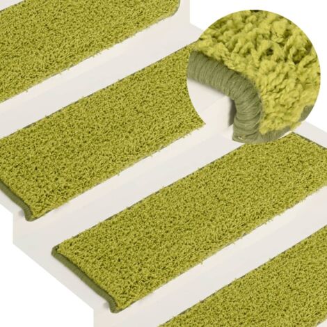 Alfombrillas para escaleras 15 unidades 65x21x4 cm Verde Borde Rectangular vidaXL