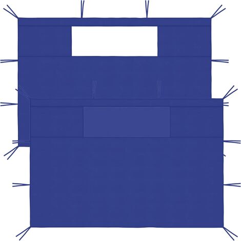 Paredes laterales de cenador con ventanas 2 unidades azul vidaXL