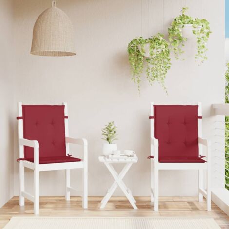 Cojín silla jardín respaldo bajo 2 uds tela Oxford rojo tinto vidaXL