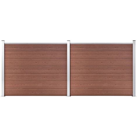 Set de panel de valla WPC marrón 353x146 cm vidaXL