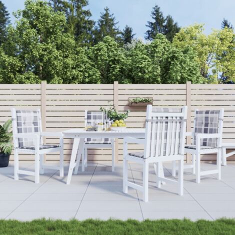 Cojín silla de jardín respaldo bajo 4 uds tela a cuadros gris vidaXL