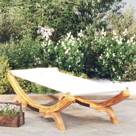 Tumbona de madera maciza curvada crema 100x188,5x44 cm vidaXL