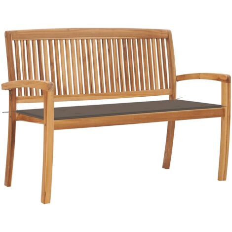 Banco de jardín apilable y cojín madera maciza de teca 128,5 cm vidaXL (1/5)