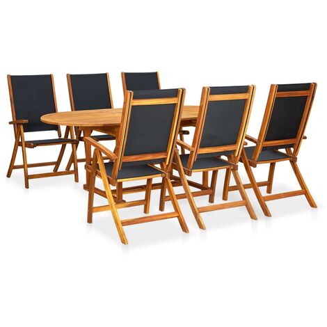 Set de comedor de jardín 7 piezas madera maciza de acacia vidaXL