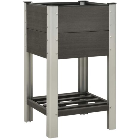 Mesa de cultivo para jardín con estante WPC gris 50x50x90 cm vidaXL