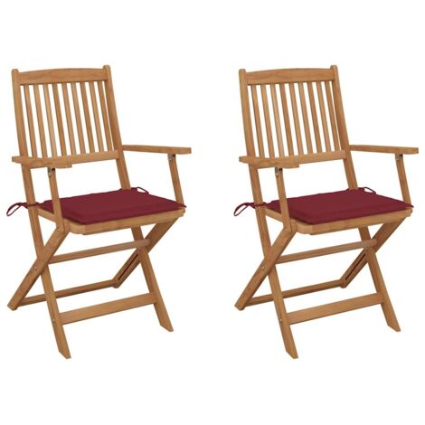 Sillas de jardín plegables con cojín 2 pcs Acacia Massive - 199678