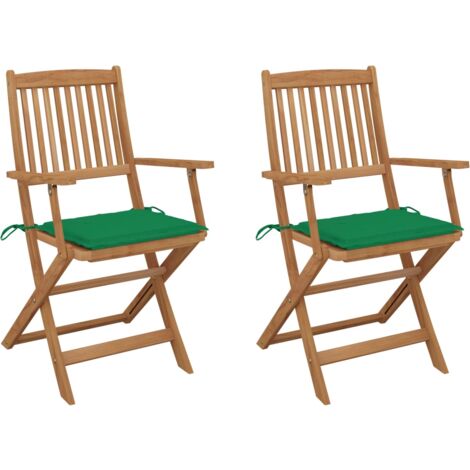 Sillas de jardín plegables 2 uds y cojines madera maciza acacia vidaXL