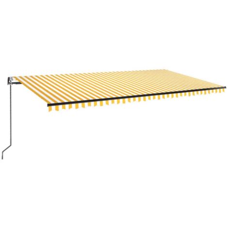 Toldo automático LED sensor de viento amarillo blanco 600x350cm vidaXL