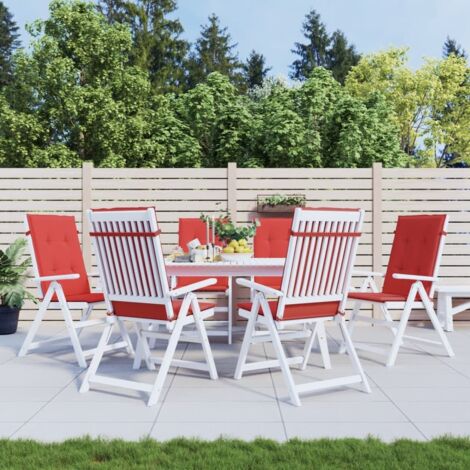 Cojín silla de jardín respaldo alto 6 uds tela rojo 120x50x3 cm vidaXL