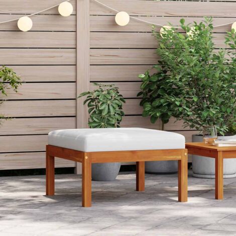 Reposapiés de jardín con cojín madera maciza de acacia vidaXL